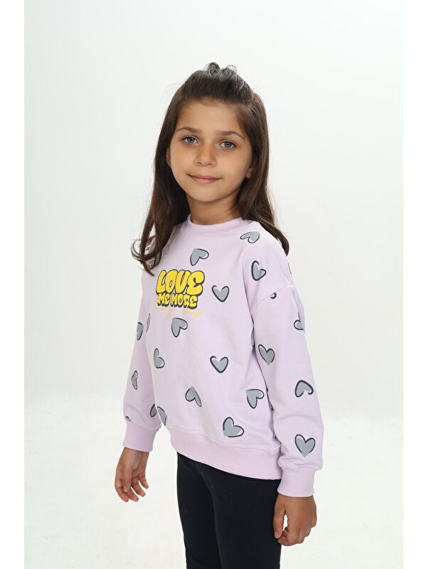 Toontoykids Kız Çocuk Love Kalp Baskılı Sweatshirt