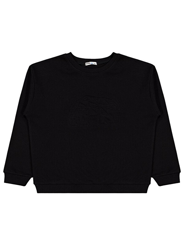 Civil Boys Ayı Nakışlı 10-13 Yaş Sweatshirt - Siyah