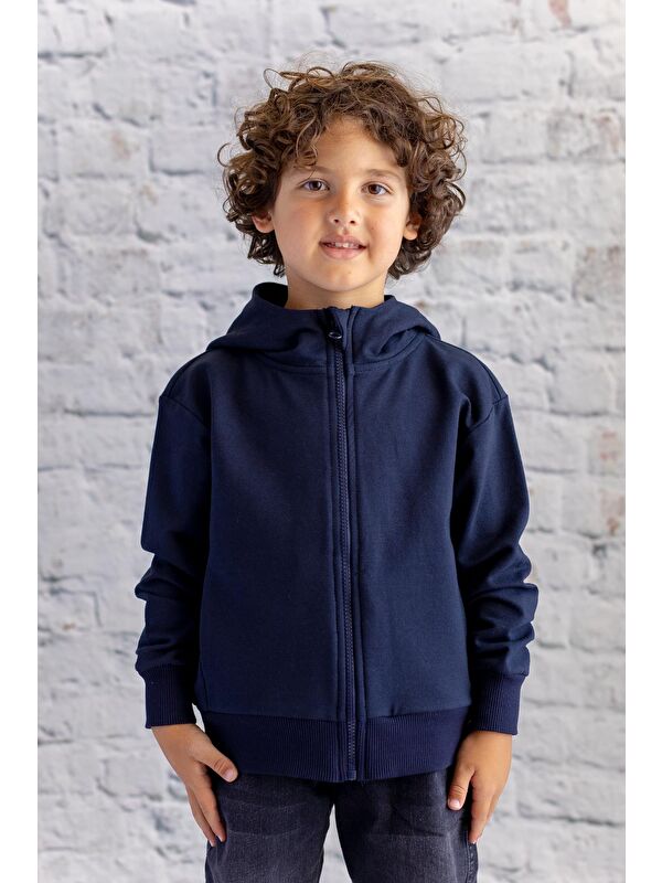 ZEYLAND Unisex Çocuk Basic Kapüşonlu Ceket - Lacivert