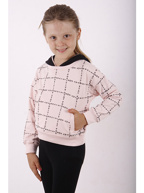 Toontoykids Kız Çocuk Positive Baskılı Crop Sweatshirt
