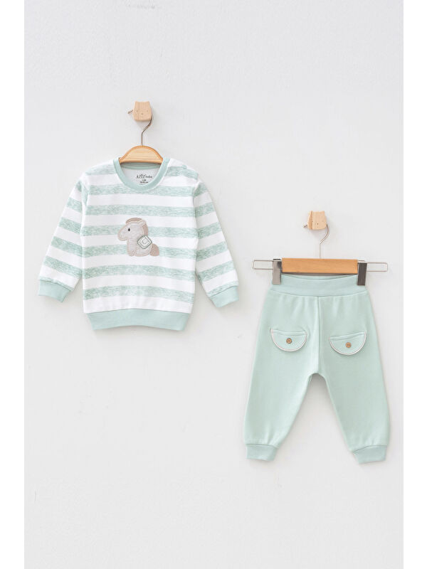 AZİZ BEBE Erkek Bebek At Nakışlı Sweatshirt Pantolon 2'li