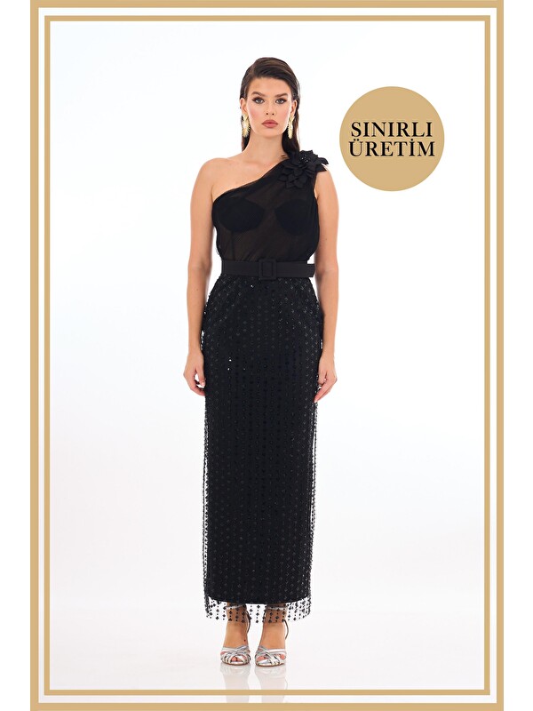 CARMEN Limited Edition | Isadora Siyah Midi Elbise