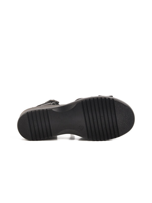 Ayakmod Siyah Ayakmod Cirtli Topuklu Kadın Sandalet T-002 Z