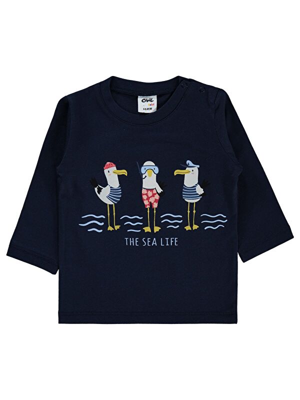 Civil Baby Leylek Baskılı 6-18 Ay Sweatshirt - Lacivert