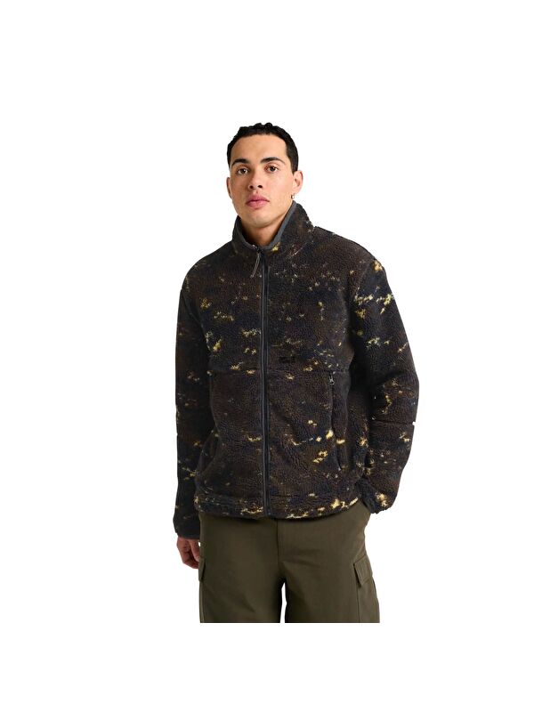 Jack Wolfskin Stone Lite Aop Siyah Outdoor Erkek Fermuarlı Sweatshirt Hırka