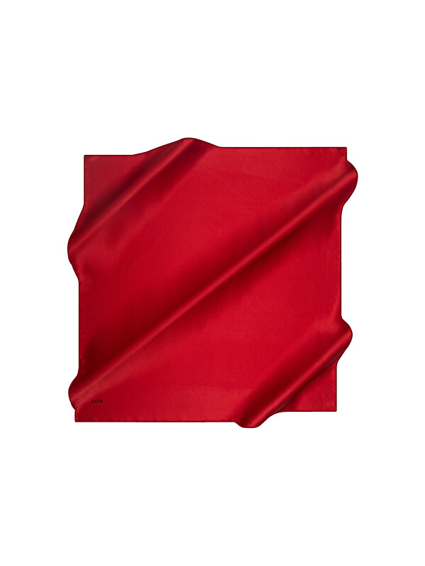 AKER Kırmızı 90X90 Düz Taşlanmış İpek Krep Saten Eşarp