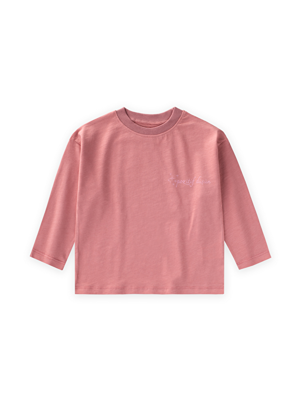CİGİT Sloganlı Uzun Kollu T-Shirt 2-10 Yaş K Pembe