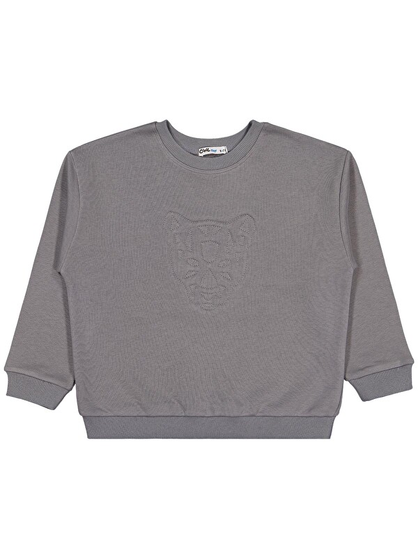 Civil Boys Aslan Nakışlı 6-9 Yaş Sweatshirt - Gri