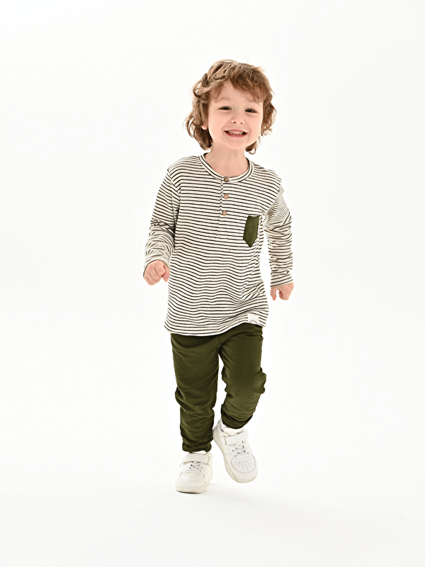 Luggi Baby Bisiklet Yaka Baskılı Erkek Bebek Sweatshirt ve Eşofman Alt 2'li