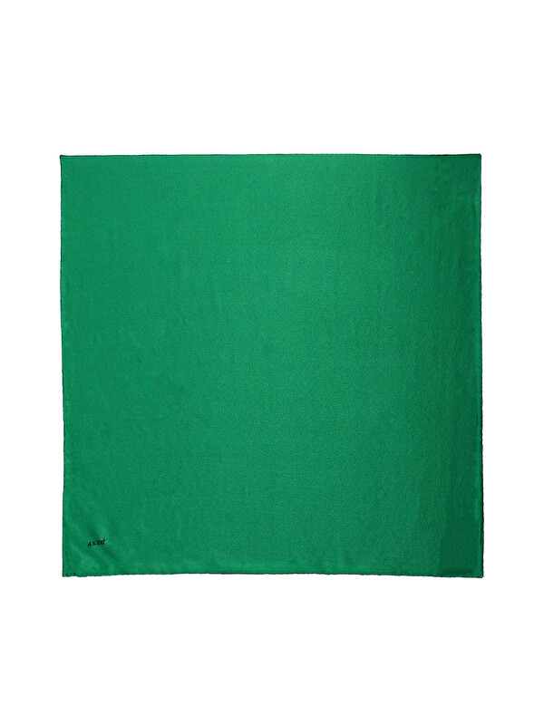 AKER Yeşil 90X90 Düz Taşlanmış İpek Krep Saten Eşarp