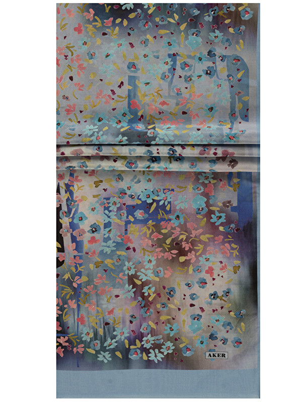 AKER Mavi 75X200 İpek Pamuk Şal
