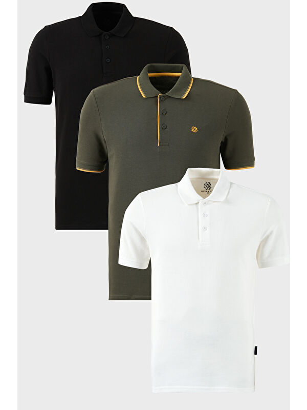 Buratti Pamuklu Regular Fit Düğmeli Polo Yaka 3'lü Paket Tişört 590211827S3