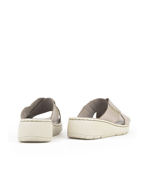 Kadın Hakiki Deri Terlik 1511048Z15 Taş - Görsel 4