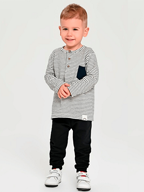 Luggi Baby Bisiklet Yaka Baskılı Erkek Bebek Sweatshirt ve Eşofman Alt 2'li