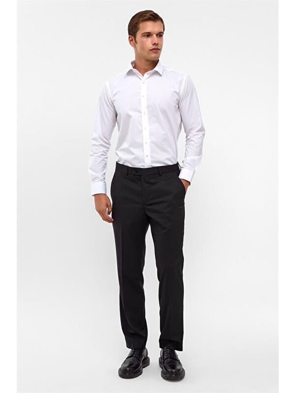 Süvari Siyah Regular Düz Pantolon