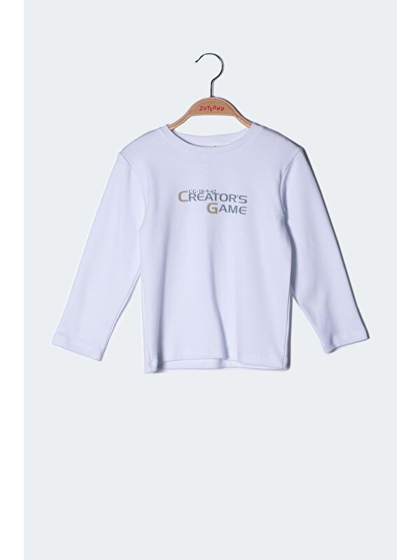 MİNİNİO Erkek Çocuk Yazı Baskılı Uzun Kollu T-Shirt