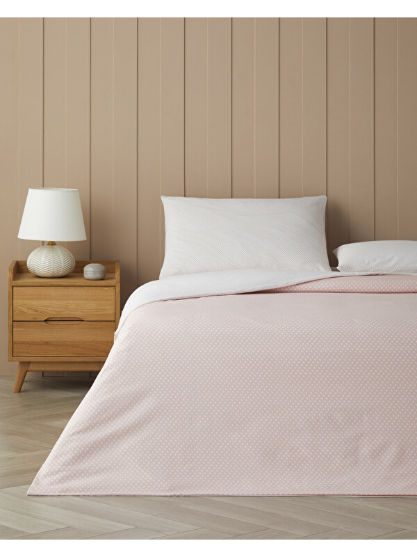 English Home Sweet Dots Kolay Ütülenir Çift Kişilik Çarşaflı Nevresim Takımı 200x220 cm Açık Mavi