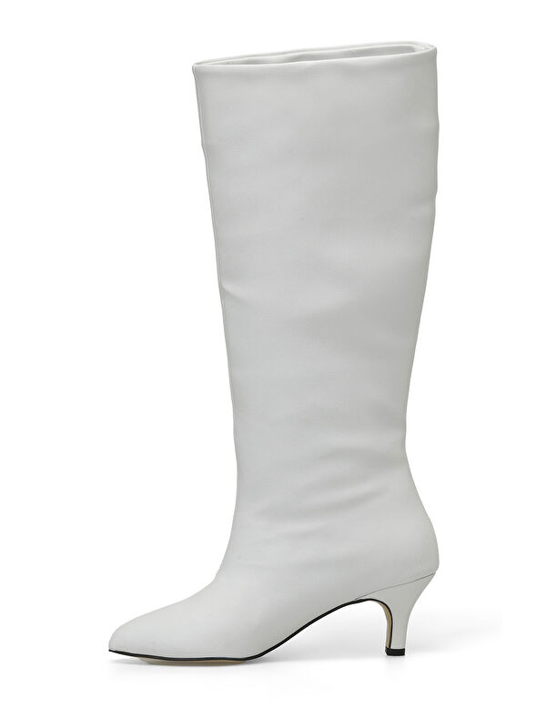 HELLY 3PR Beyaz Kadın Topuklu Çizme - Görsel 4