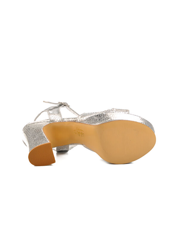 Gümüş Platform Topuk Kadın Topuklu Ayakkabı 655417 Z - Görsel 6