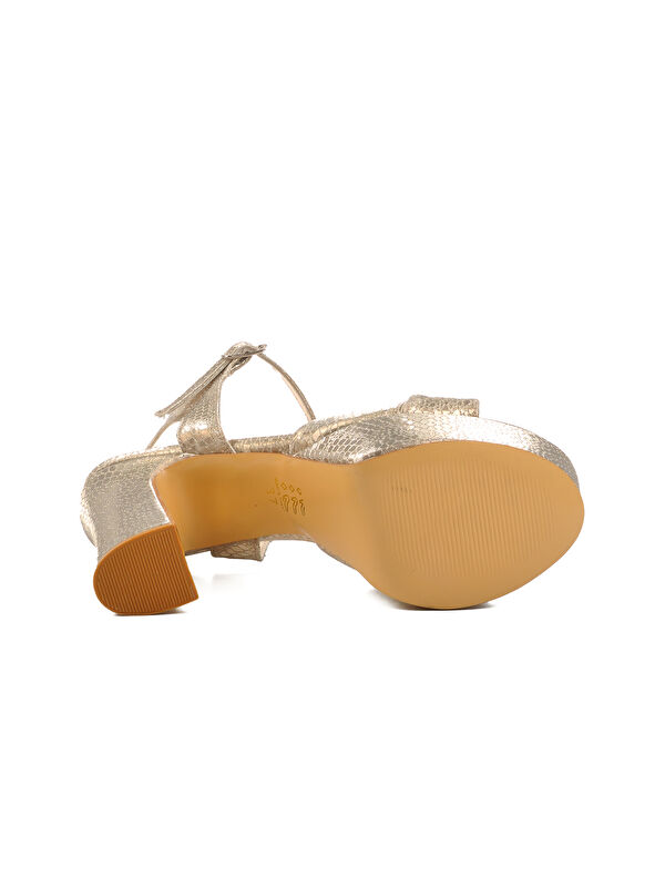 Altın Platform Topuk Kadın Topuklu Ayakkabı 655417 Z - Görsel 6