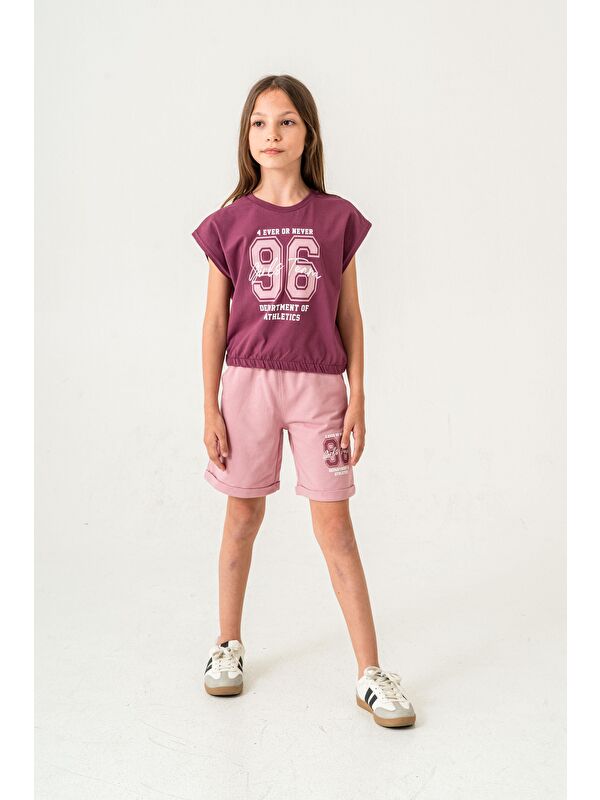 Mışıl Kids 96 Girls Team Department Of Athletics Baskılı  Kız Çocuk Şort - Tişört Takımı