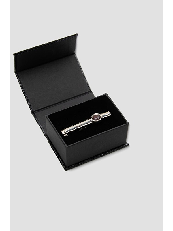 ABBATE 98002 Silver Kahverengi Erkek Kravat İğnesi