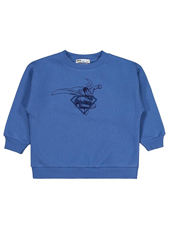 Superman Logo Baskılı 2-5 Yaş Sweatshirt - Mavi