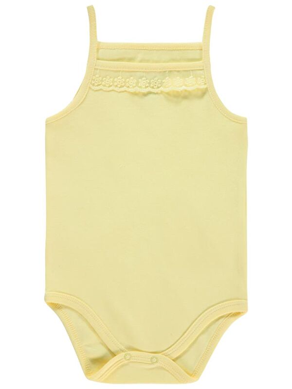 Civil Baby İp Askılı Dantelli Kız Çıtçıtlı Badi - Sarı 24-36 Ay