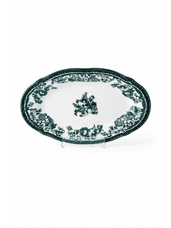 PORSER Porselen Velour Green Fulya Kayık Tabak Seti 32cm Tekli