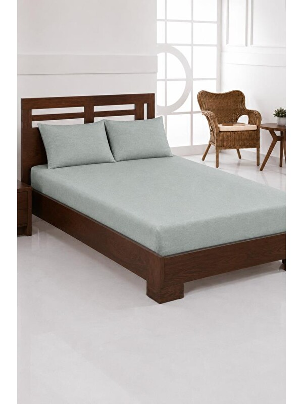 Çeyiz Diyarı Penye Çift Kişilik 180x200 cm Lastikli Çarşaf Çağla Yeşili
