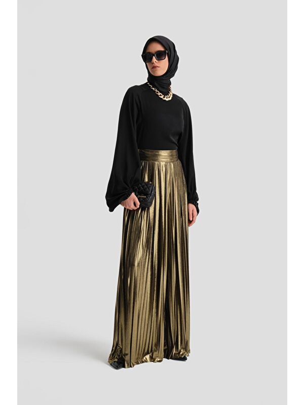ARMİNE Işılıtlı Kumaş Piliseli Pantolon 24K2701 Gold