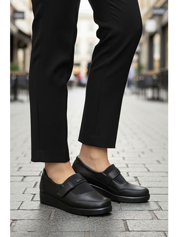 Siyah Cırtlı Anatomik Hafif Esnek Kadın Casual Ayakkabı 293127 Z - Görsel 4