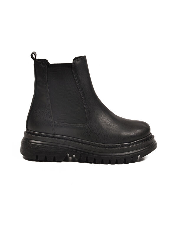 Siyah Cilt Kürklü Kolay Giyilebilir Kaymaz Kadın Chelsea Bot 473093 Z - Görsel 3