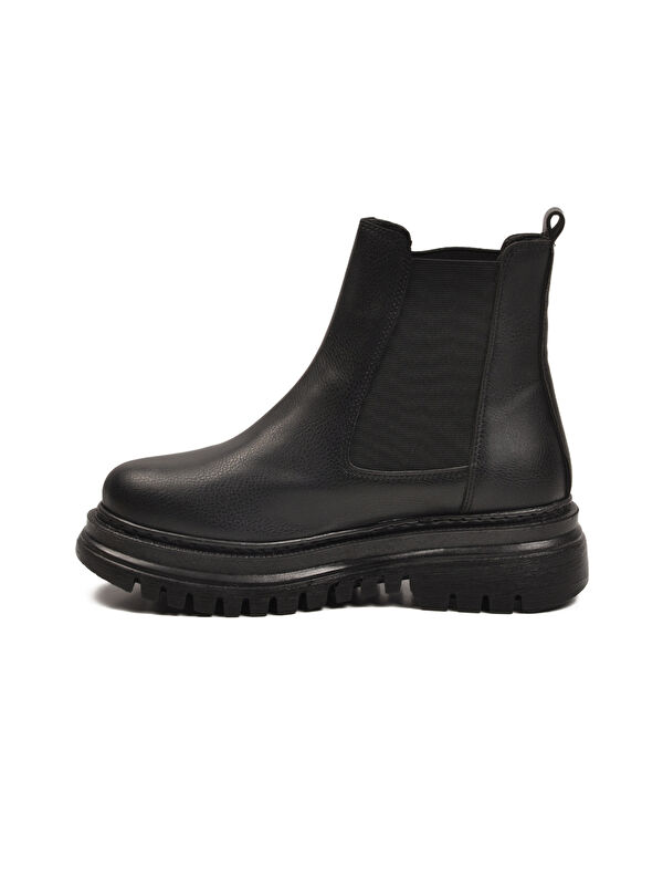 Siyah Cilt Kürklü Kolay Giyilebilir Kaymaz Kadın Chelsea Bot 473093 Z - Görsel 5