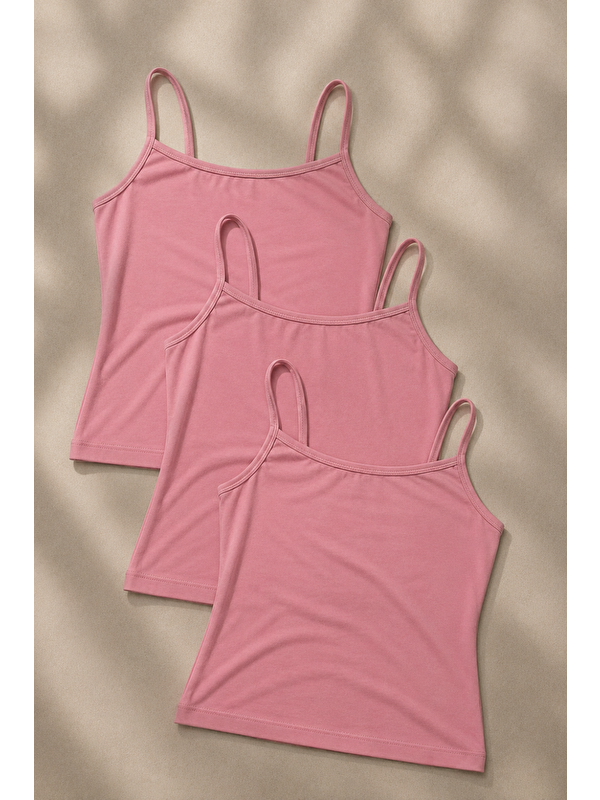 COMBINE Kadın Basic İnce Askılı Dar 3 Lü Crop Bluz