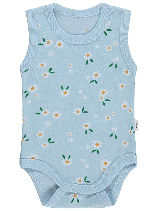 Civil Baby Çiçek Empirme 1-36 Ay Çıtçıtlı Badi - Mavi