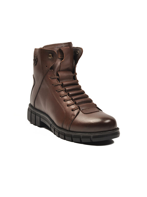 Kahve Deri Kürkü Soğuğa Dirençli Kaymaz Erkek Bot 2K8518 M - Görsel 4