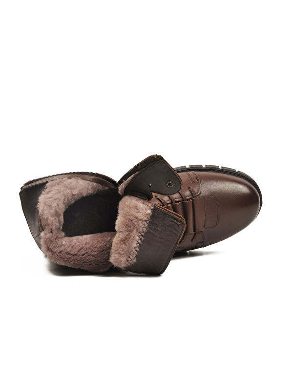 Kahve Deri Kürkü Soğuğa Dirençli Kaymaz Erkek Bot 2K8518 M - Görsel 5