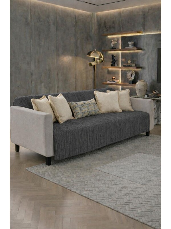 Çeyiz Diyarı Lavinya Polar Koltuk Örtüsü 170x210 Cm Koyu Gri