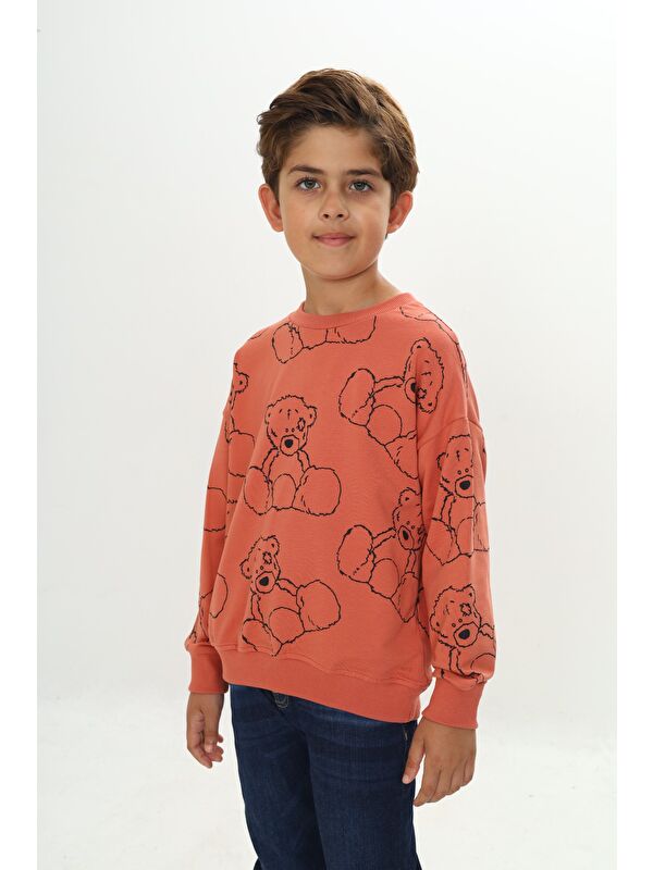 Toontoykids Erkek Çocuk Komple Ayı Baskılı Sweatshirt