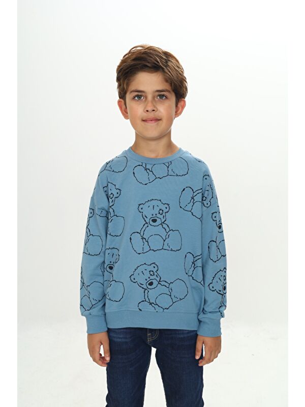 Toontoykids Erkek Çocuk Komple Ayı Baskılı Sweatshirt