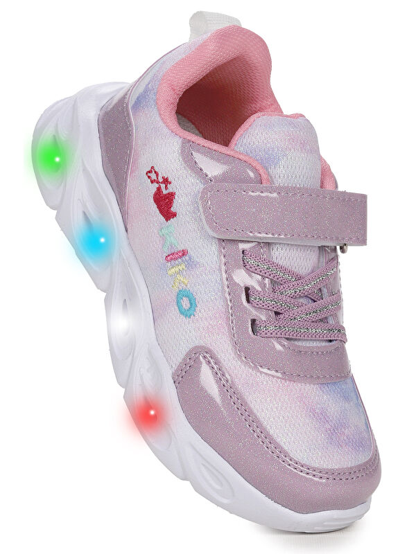 Kiko Kids Teno Cırtlı Işıklı Kız Çocuk Spor Ayakkabı