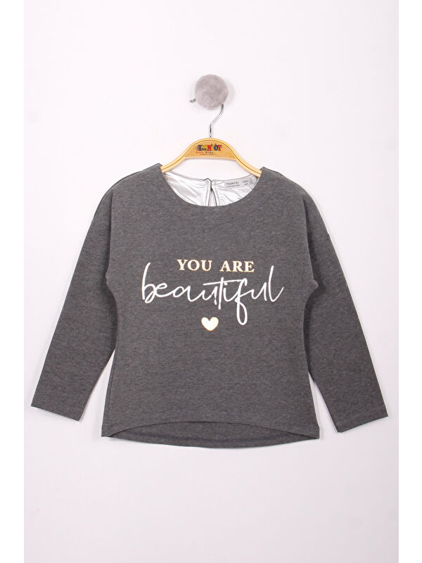 Toontoykids Kız Çocuk Yazı Varaklı T-Shirt
