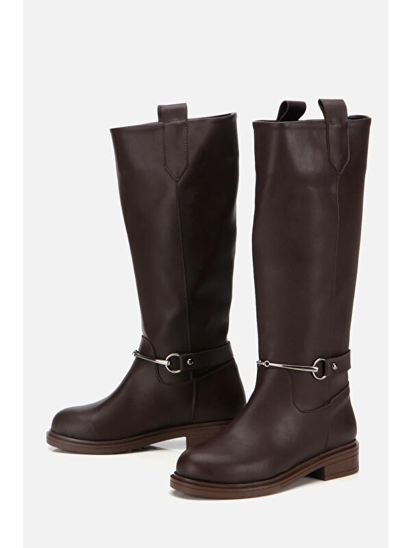 Kadın Kahverengi Zincir Detaylı Çizme - Görsel 6