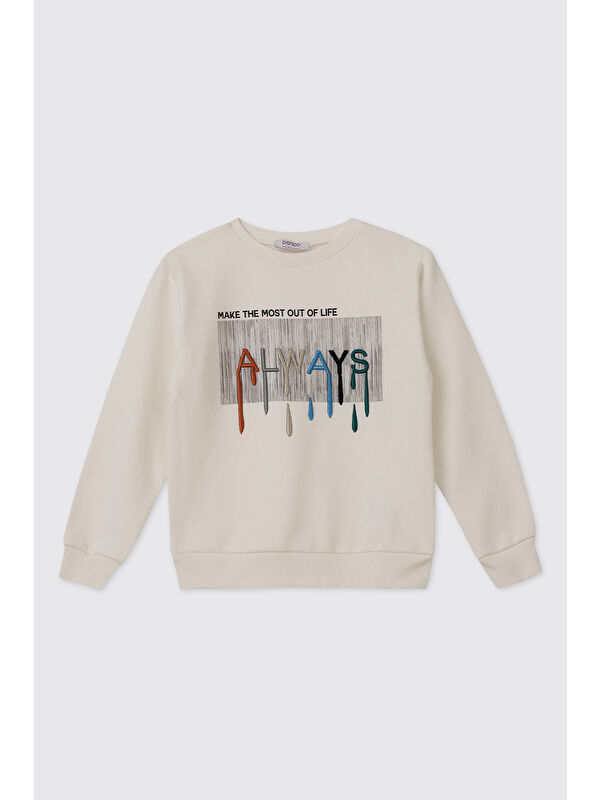Panço Erkek Çocuk Ekru Sweatshirt