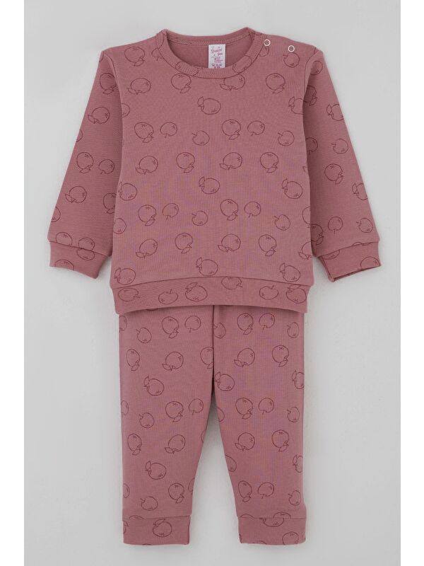 Breeze Kız Bebek Pijama Takımı Omuzdan Patlı Elma Bahçesi Gülkurusu (4 Ay-1 Yaş)