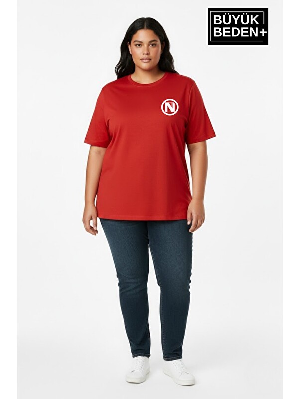 Süperlife Kadın Büyük Beden N Baskılı 3xl-6xl Bisiklet Yaka Tshırt SPR26BTSK510-19