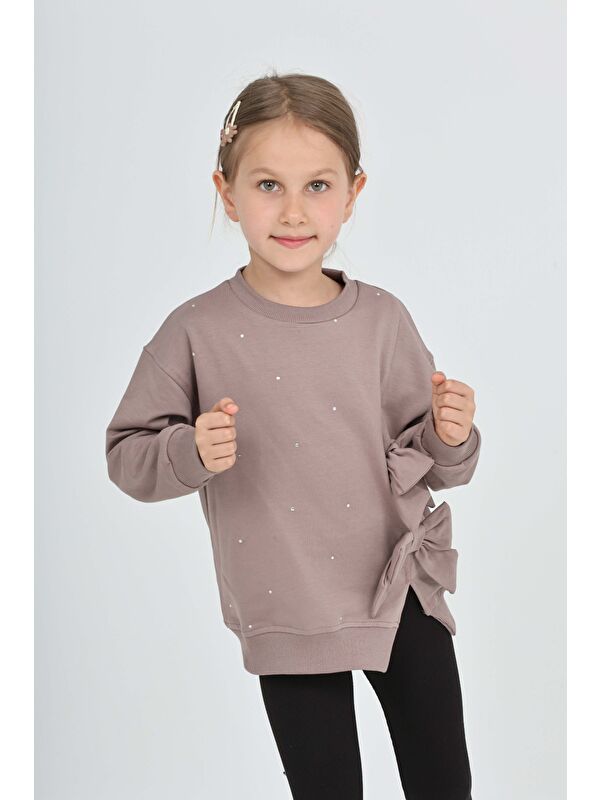 Toontoykids Kız Çocuk Taşlı Fiyonklu Sweatshirt