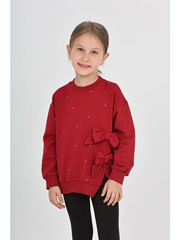 Toontoykids Kız Çocuk Taşlı Fiyonklu Sweatshirt