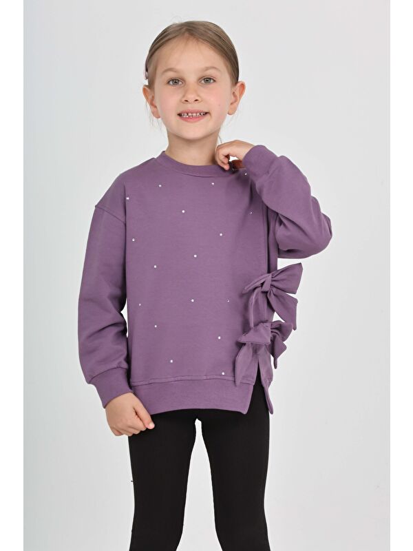 Toontoykids Kız Çocuk Taşlı Fiyonklu Sweatshirt